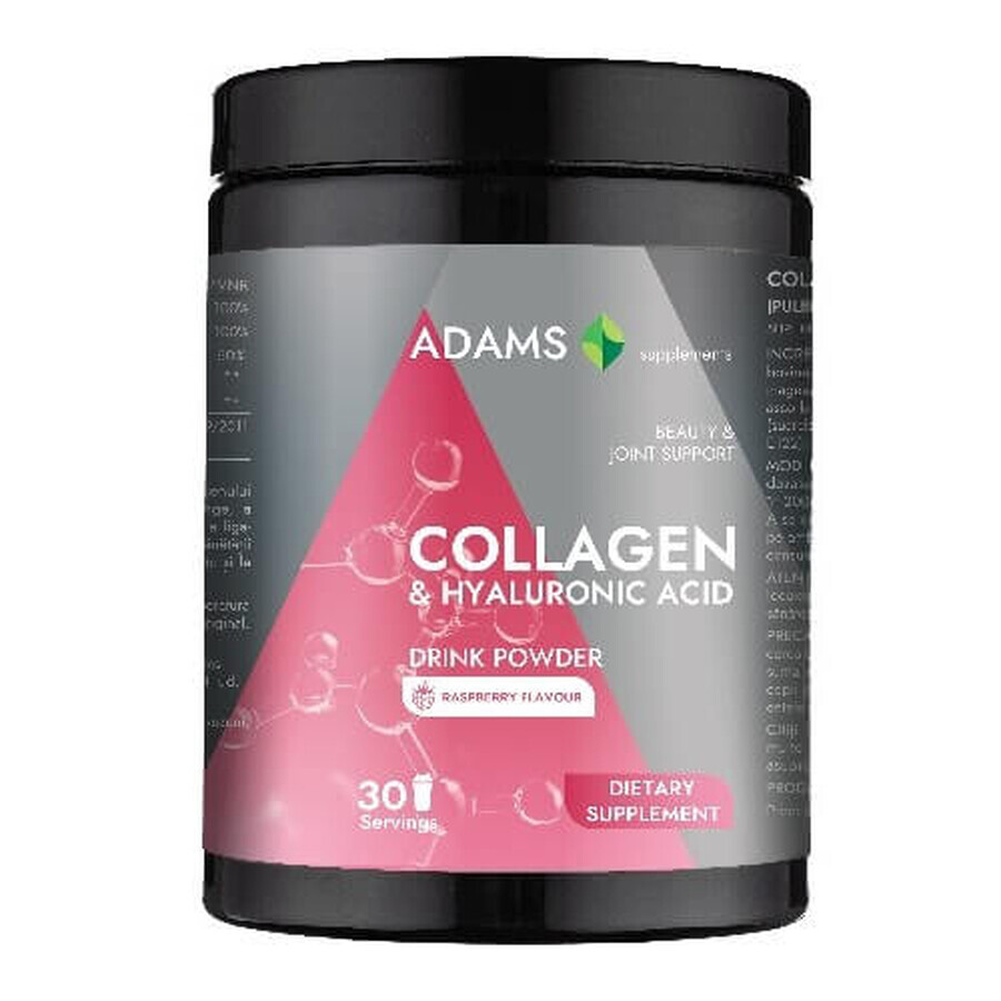 Collagen HA Active Line Poudre instantanée aromatisée à la framboise, 600 g, Adams
