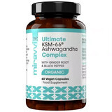 Complexe Ashwagandha Ultimate KSM-66 biologique, 60 gélules, Miravvi