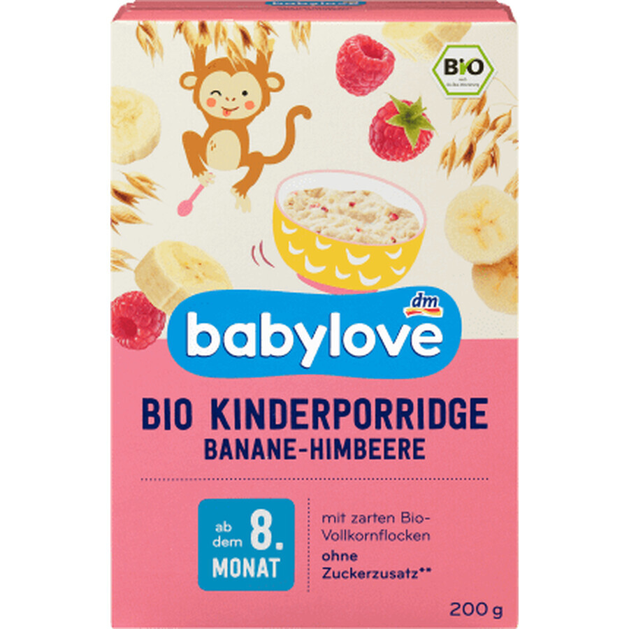 Babylove 8ème mois porridge d'avoine à la banane et à la framboise, 200 g