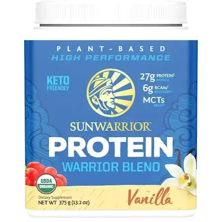 Sunwarrior Plant-Based Organic Protein, Protéines végétaliennes biologiques avec arôme de vanille, 375 g
