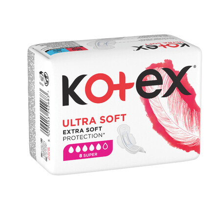 Serviette hygiénique super absorbante ultra douce, 8 pièces, Kotex