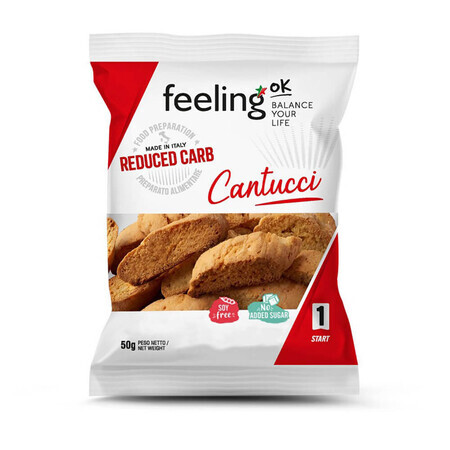 Biscuits Cantucci à faible teneur en glucides avec amandes, 50 g, Feeling Ok