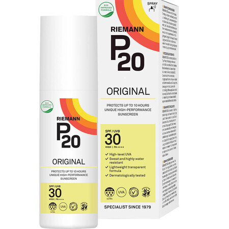 Spray trasparente con protezione solare SPF 30 Original, 85 ml, Riemann P20