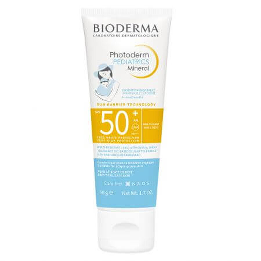 Bioderma Pediatrics Crème solaire minérale pour enfants, SPF 50+, 50 ml