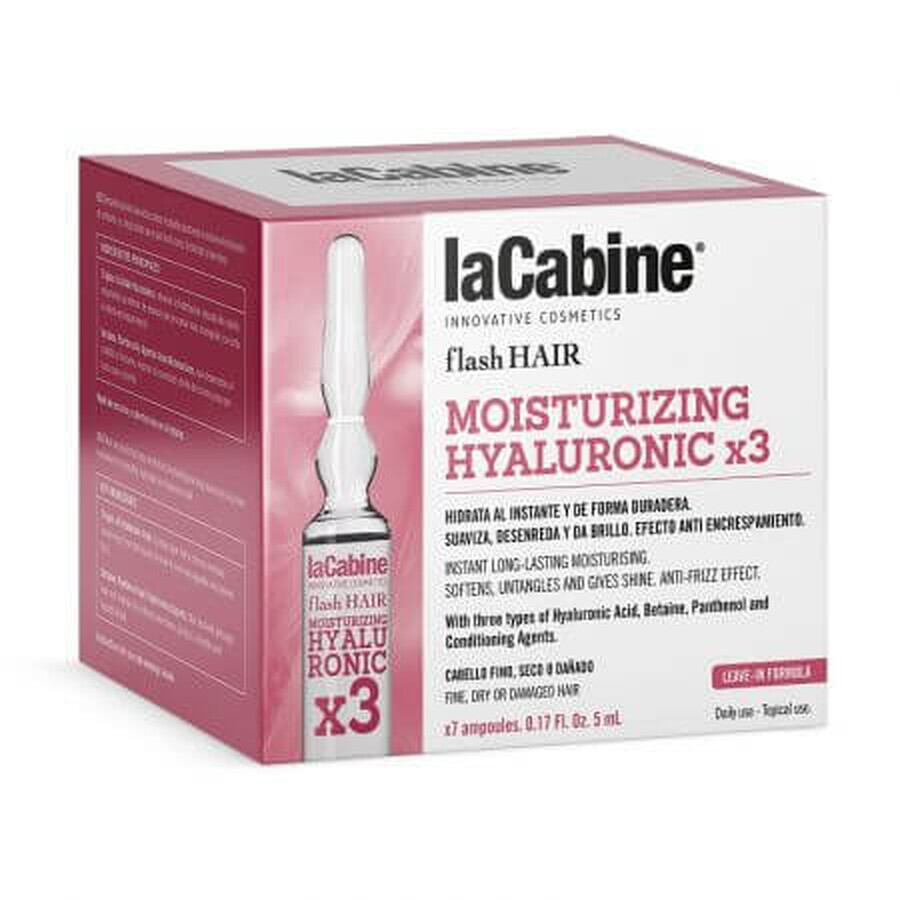 Flash Hair Moisture Hyaluronic Flacon, 7 flacons x 5 ml, La Cabine