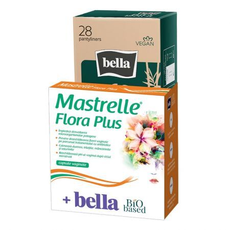 Mastrelle Flora Plus, 10 Vaginalkapseln, Fiterman Pharma + Bio Based Normal Daily Absorbent, 28 Stück, Bella