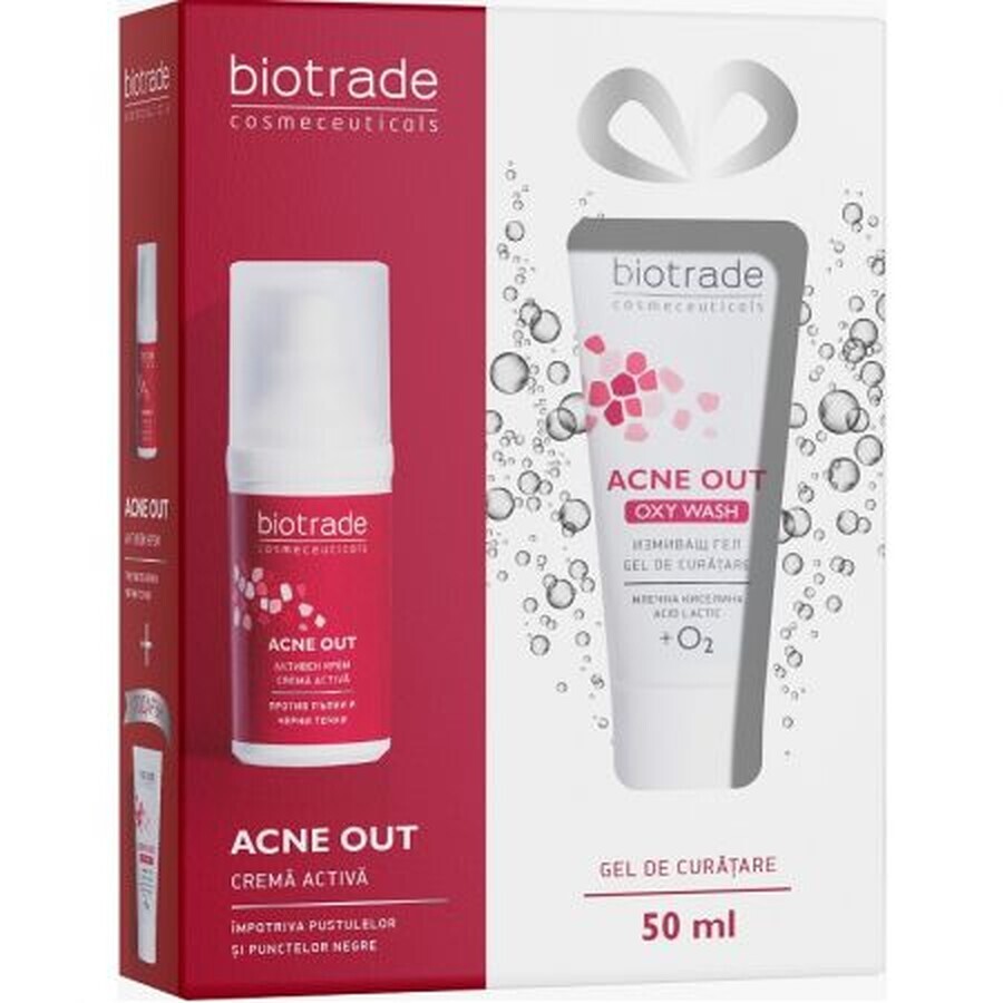 Biotrade Pachet Acne Out Active Cream + Acne Out Oxy Wash, 30 ml + 50 ml