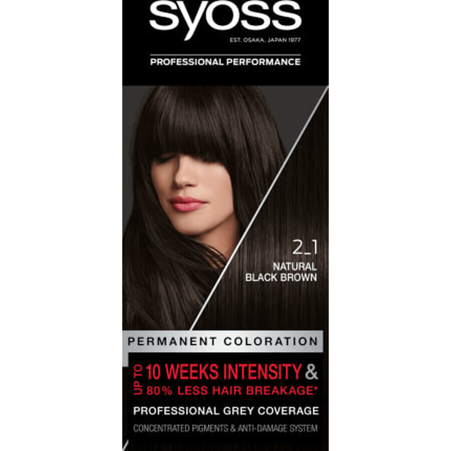 Syoss Color Color Permanent hair dye 2-1 Natural Black Brown, 1 pc