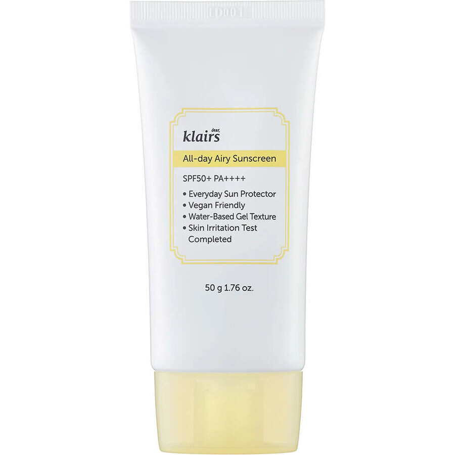 PA++++ All-day Airy Sunscreen Face Cream SPF 50+, 50 ml, Klairs