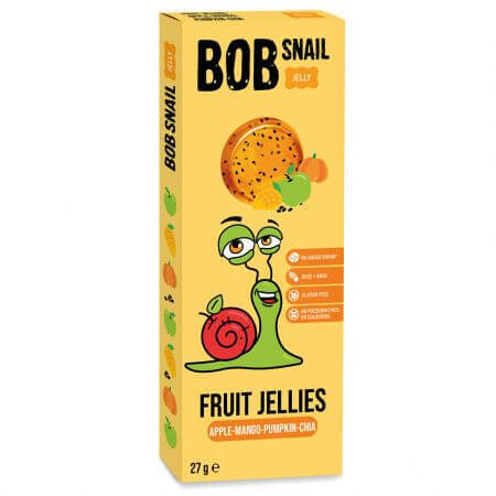 Gelée naturelle de pomme, mangue, citrouille et chia, 27 g, Bob Snail