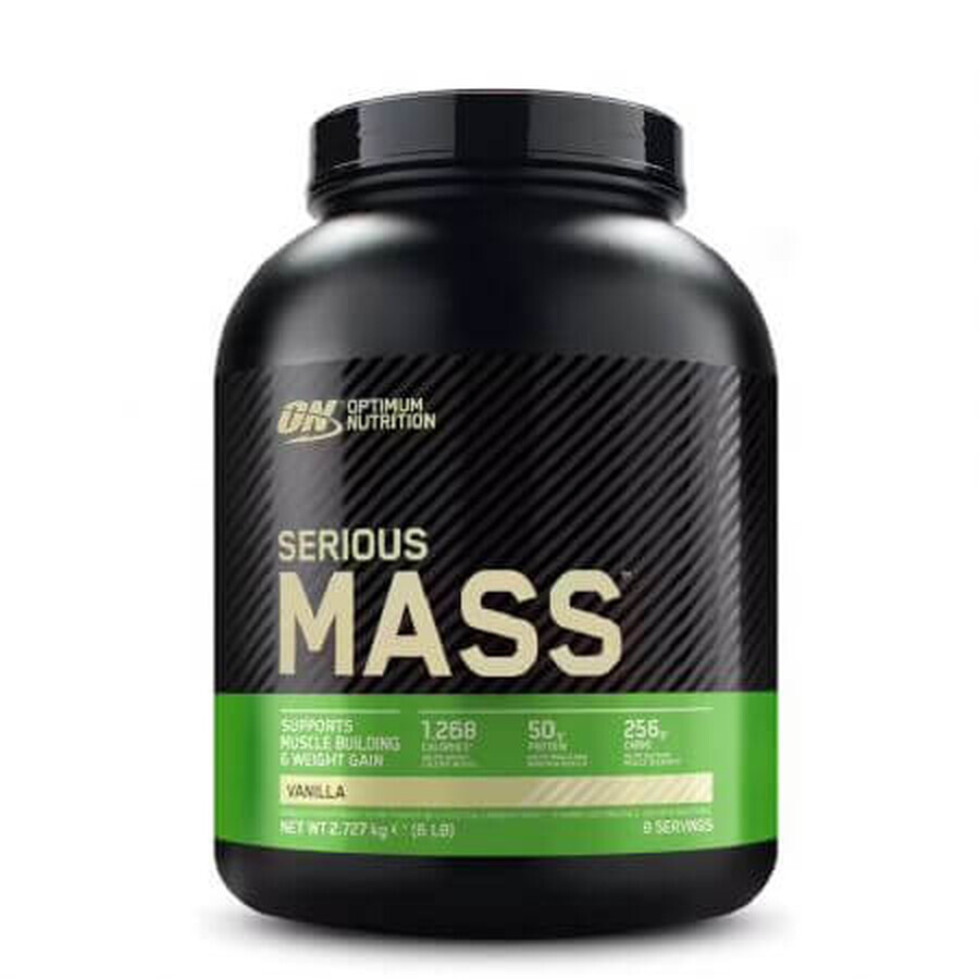 Serious Mass Tip Gainer Protein Powder, Vanilla, 2730 g, Optimum Nutrition