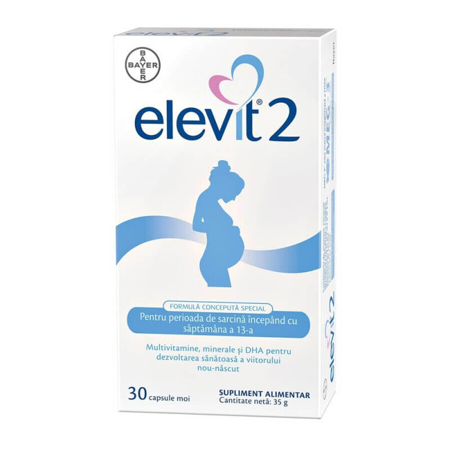Elevit 2 Complément Multivitaminé 2ème & 3ème trimestre de grossesse, 30 gélules, Bayer Évaluations