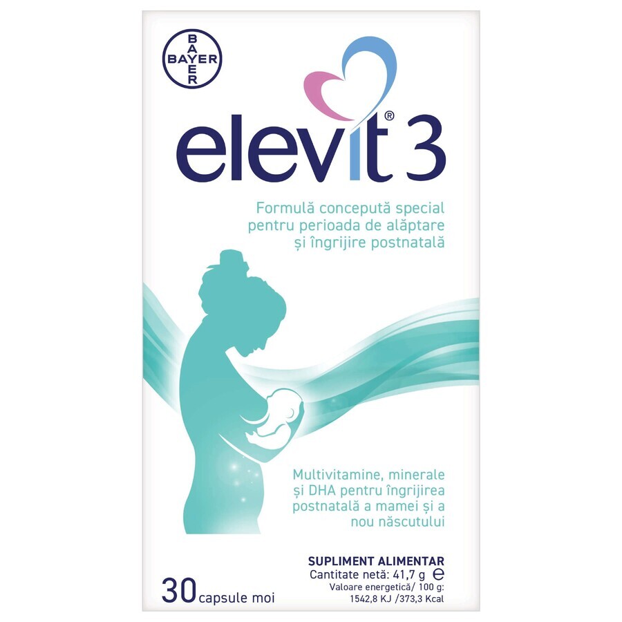 Elevit 3, Multivitaminici per il periodo postpartum e allattamento, 30 capsule, Bayer recensioni