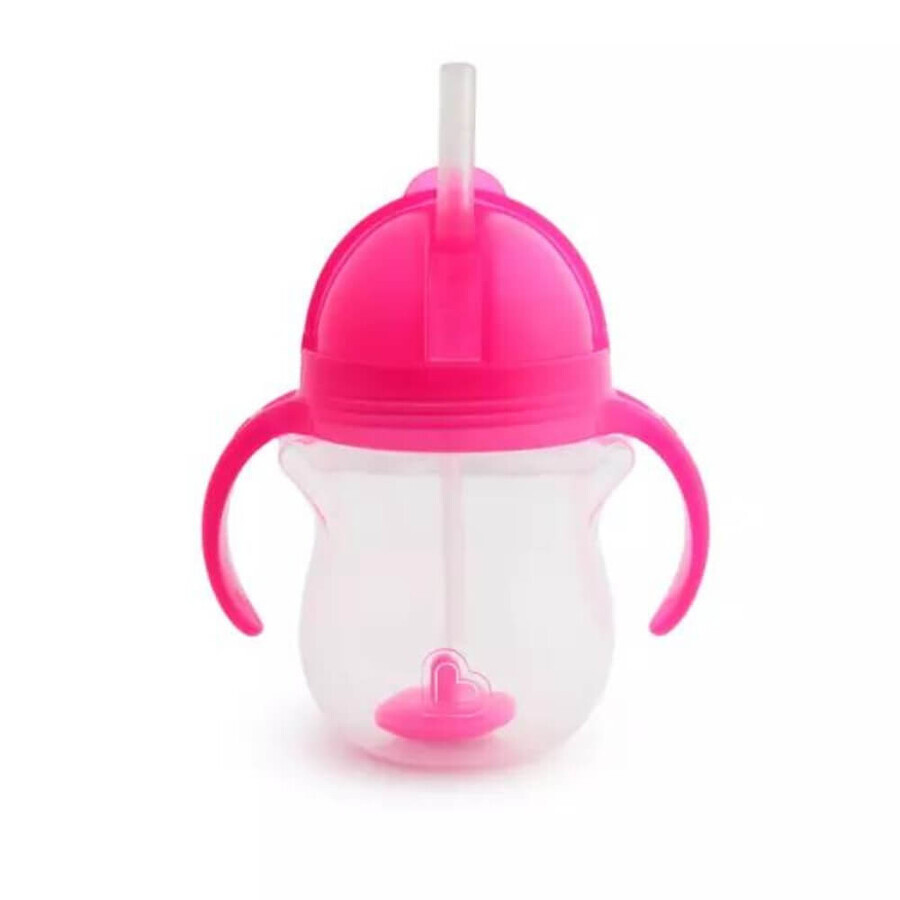 Tasse à paille flexible Any Angle Click Lock avec poignées, +6 mois, rose, 207 ml, Munchkin