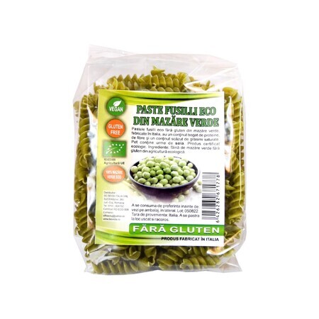 Fusilli di piselli verdi senza glutine, 250 g, Sarchio