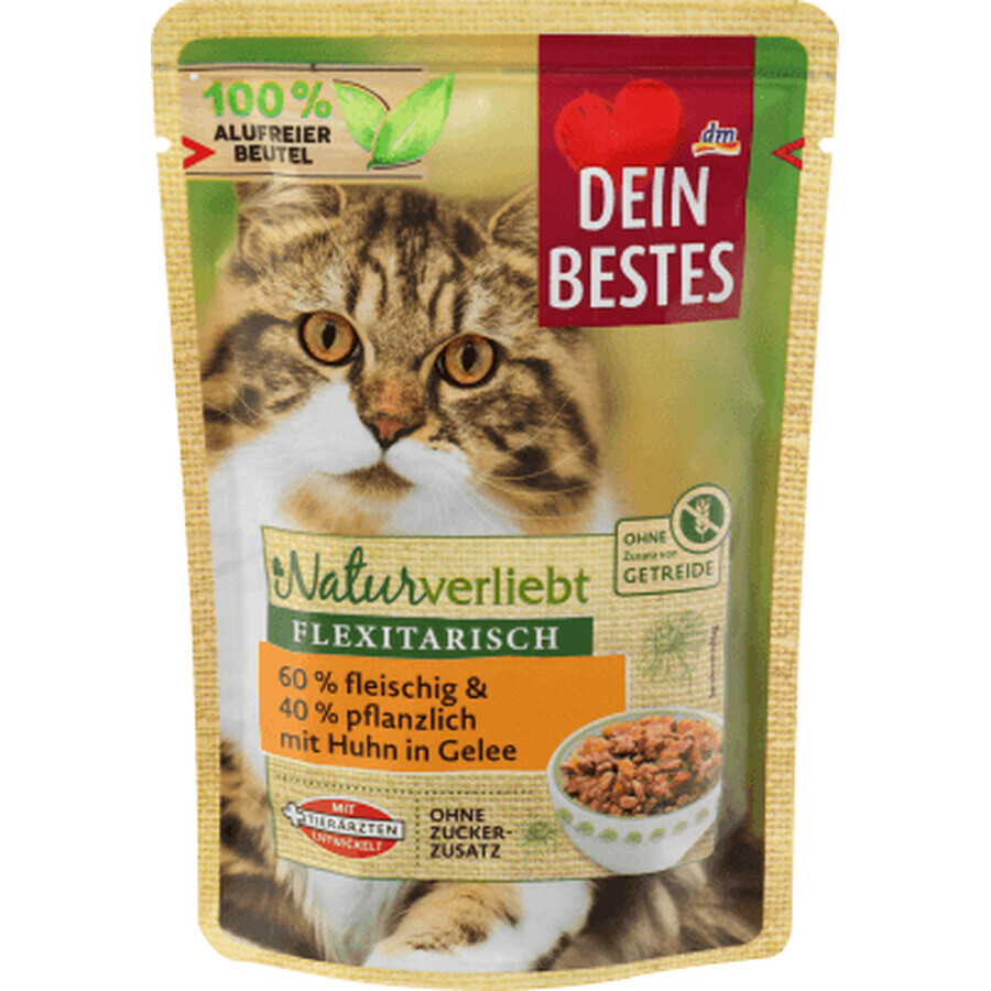 Dein Bestes Nourriture humide pour chats avec du poulet en gelée, 100 g