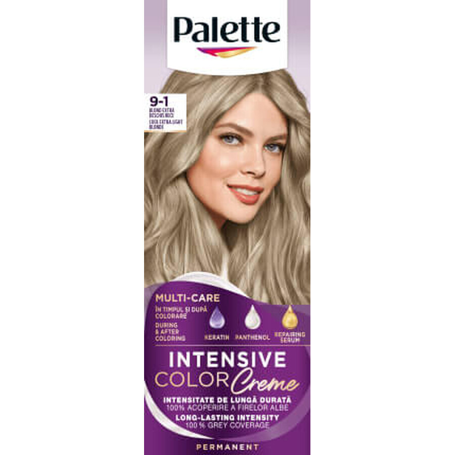 Palette Intensive Color Creme Permanent Colour 9-1 Extra Light Cool Blonde, 1 pc