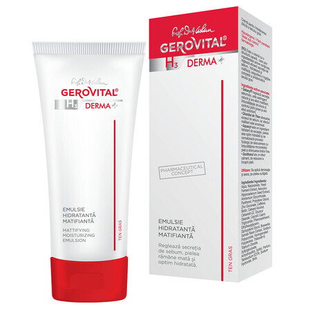 Gerovital H3 Derma+ feuchtigkeitsspendende mattierende Emulsion für fettige Haut, 50 ml, Farmec