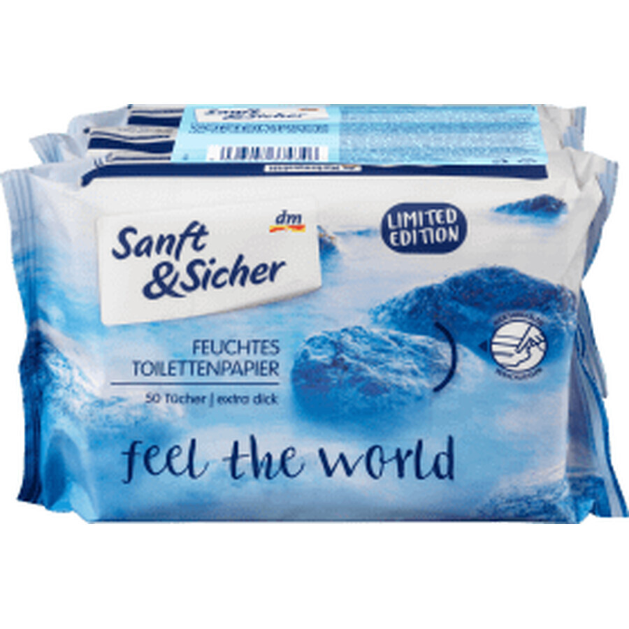 Sanft&Sicher Feel the World papier hygiénique humide, 150 pièces
