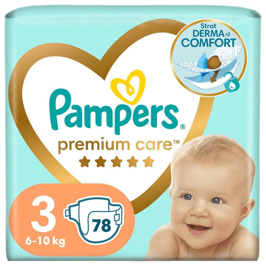 Couches Premium Care, No. 3, 6-10 kg, 78 pcs, Pampers
