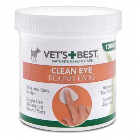 Coussinets en coton pour le soin des yeux des chiens Coussinets pour les doigts, 100 pièces, Vet's Best