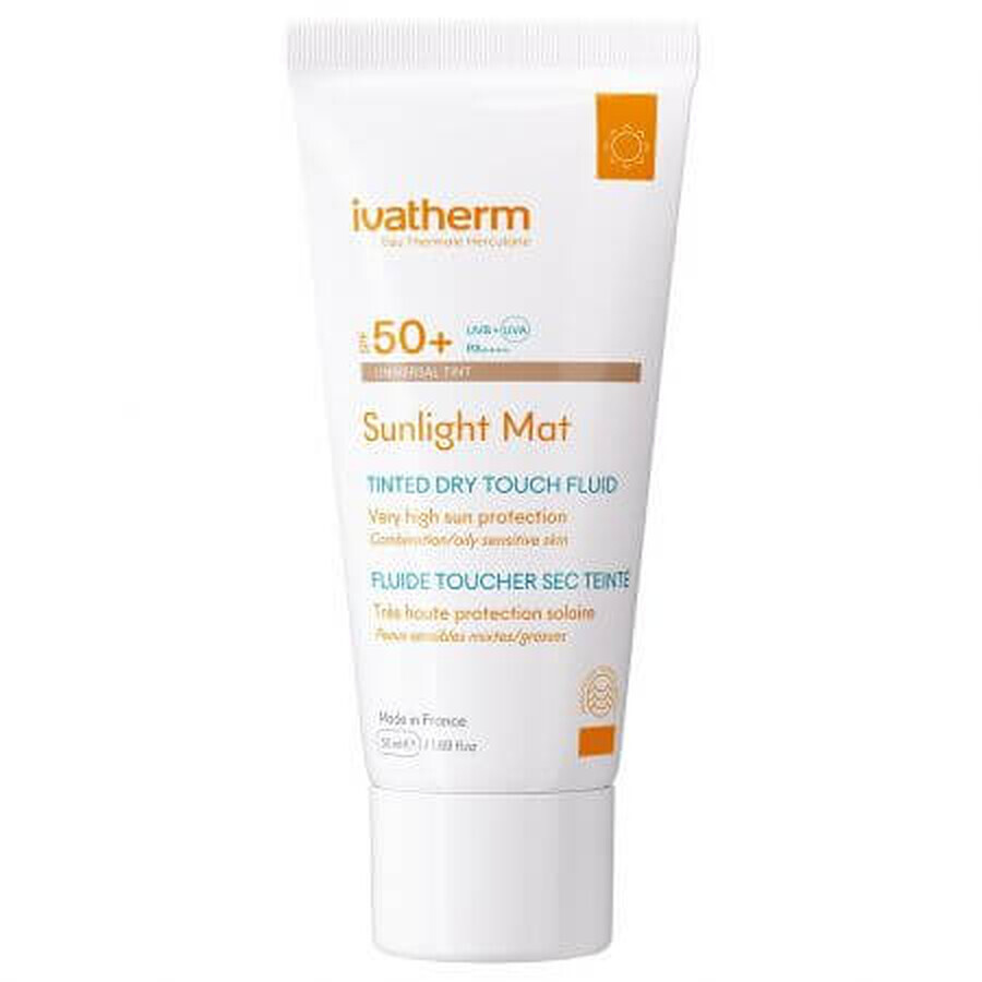 Crème solaire SPF50+ Sunlight Mat Tinted Dry Touch, 50 ml, Ivatherm