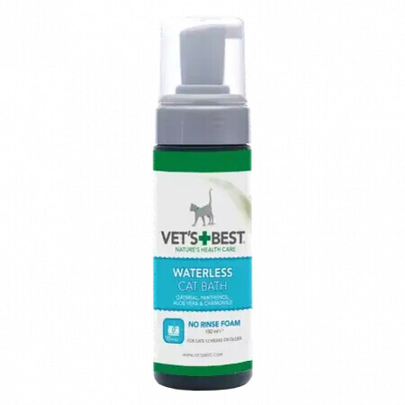 Bain sans eau pour chats avec avoine, panthénol, aloe vera et camomille Bain sans eau pour chats, 150 ml, Vet's Best