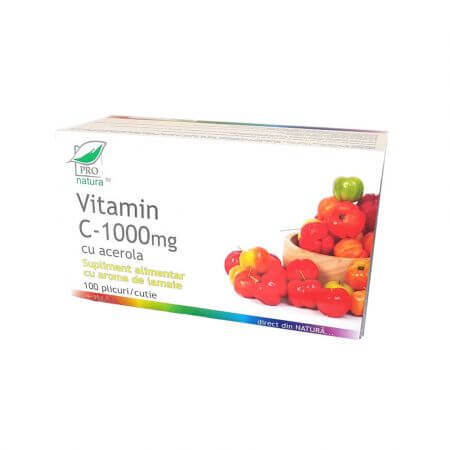 Vitamine C avec acérola et citron 1000 mg, 100 sachets, Pro Natura