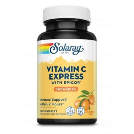 Vitamine C Express avec Epicor Solaray, 30 comprimés à croquer, Secom