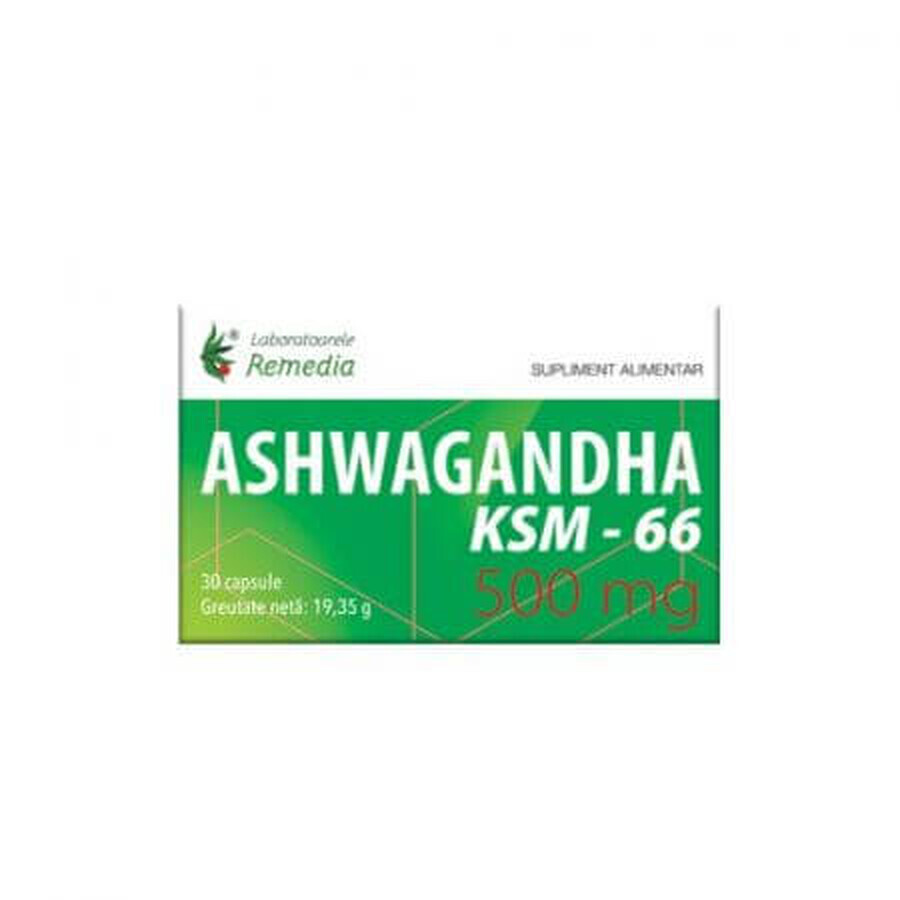 Ashwagandha KSM-66, 500 mg, 30 Kapseln, Remedia