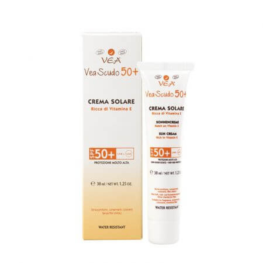 Crema con protezione solare molto alta SPF 50+, Vea Scudo 50+, 30 ml, Hulka