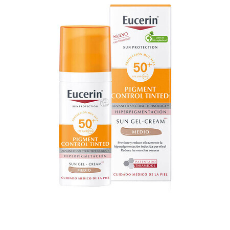 Emulsione protettiva contro l'iperpigmentazione cutanea SPF 50+ tonalità media, 50 ml, Eucerin