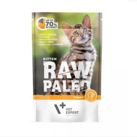 Raw Paleo Kitten nourriture humide à la viande de dinde, 100 g, VetExpert