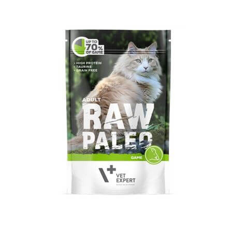 Comida húmeda con carne de venado para gatos adultos Raw Paleo, 100 g, VetExpert