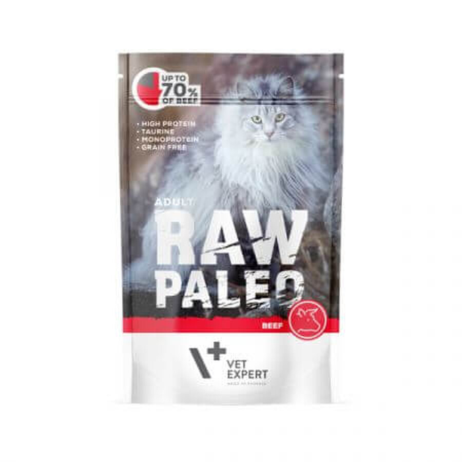 Cibo umido con manzo per gatti adulti Raw Paleo, 100 g, VetExpert