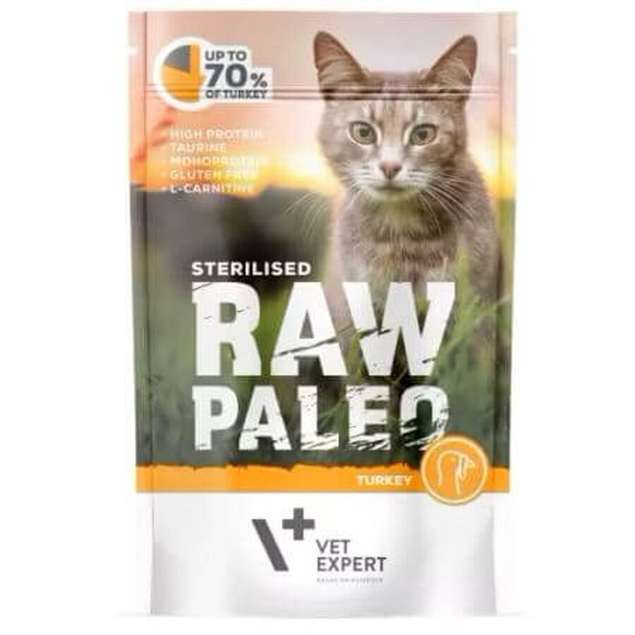 Raw Paleo wet food with turkey for sterilized fish, 100 g, VetExpert