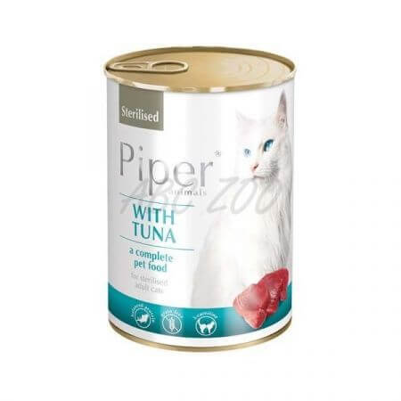 Wet food with tuna for sterilized cats, 400 g, Piper