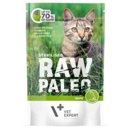 Croquettes pour chats stérilisés Raw Paleo, 100 g, VetExpert