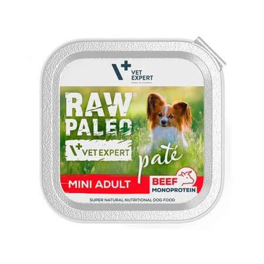 Nourriture humide avec du bœuf pour chiens Raw Paleo Pate Mini Adult, 150 g, VetExpert