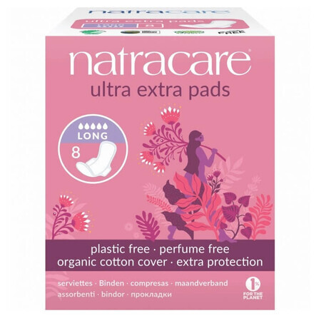 Absorbant de nuit Ultra Extra (Long), 8 pièces, Natracare