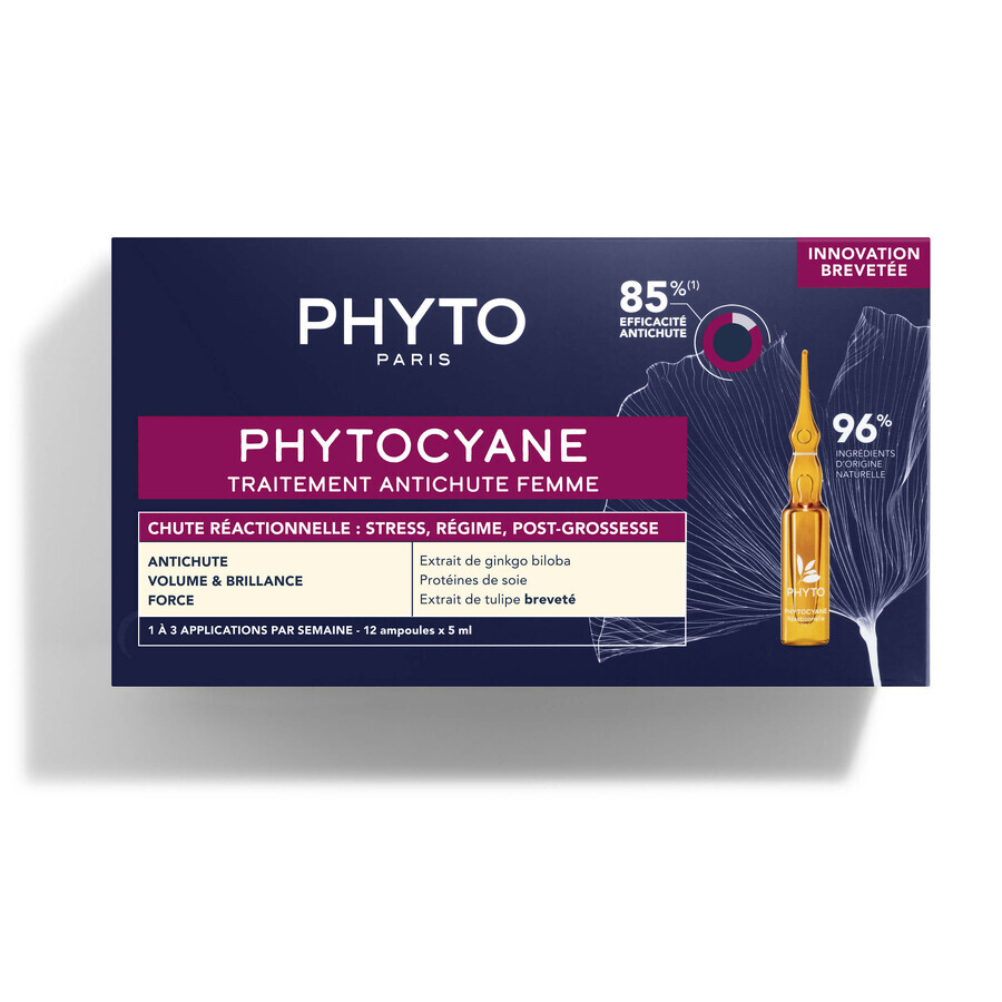 Phytocyane traitement progressif de la chute des cheveux pour les femmes, 12 x 5 ml, Phyto