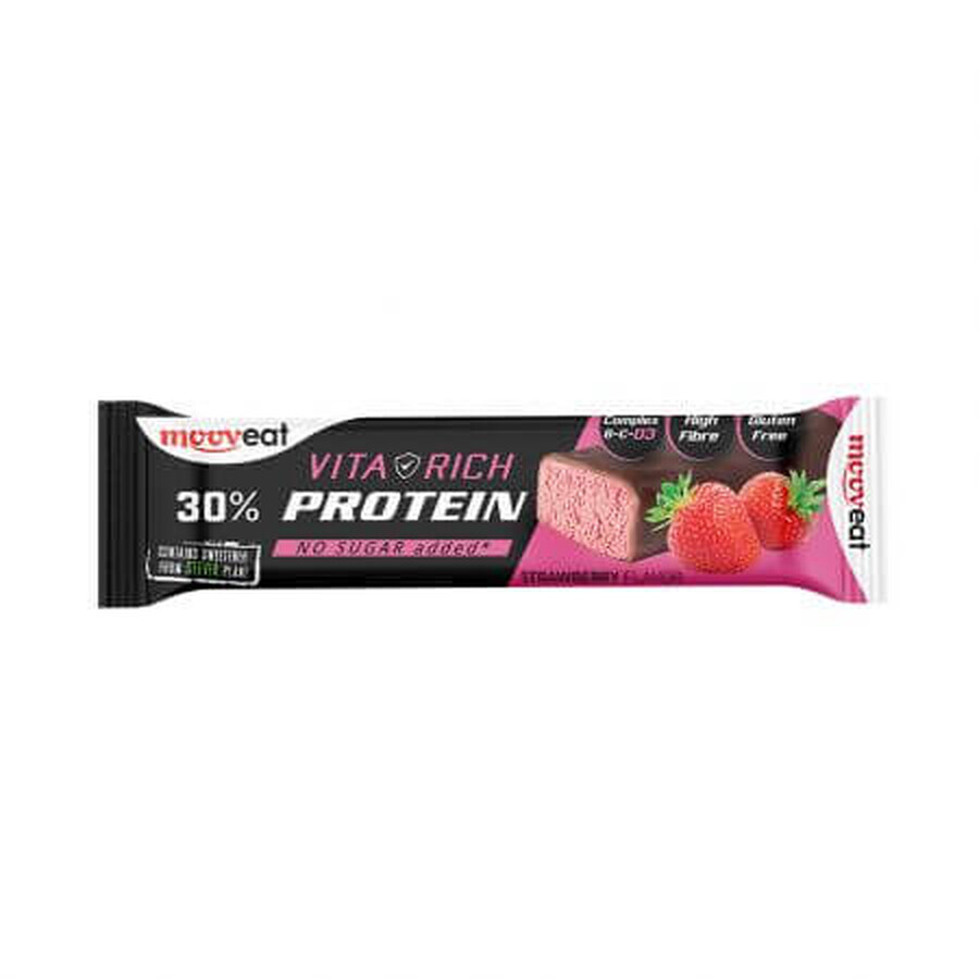 Barre protéinée aux fraises, 60 g, MoovEat