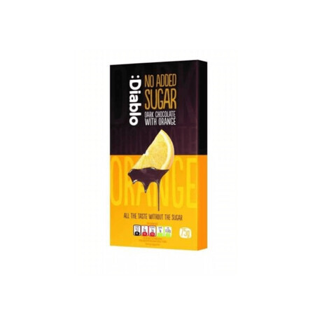 Chocolate negro sin azúcares añadidos con naranja, 75 g, Diablo