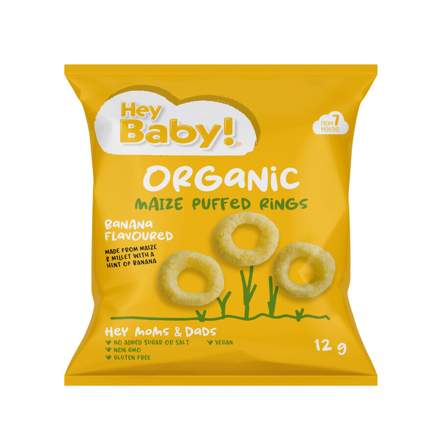 Organic Puff Organic Puff Organic Puff à la banane, 7 mois+, 12 g, Hey Baby