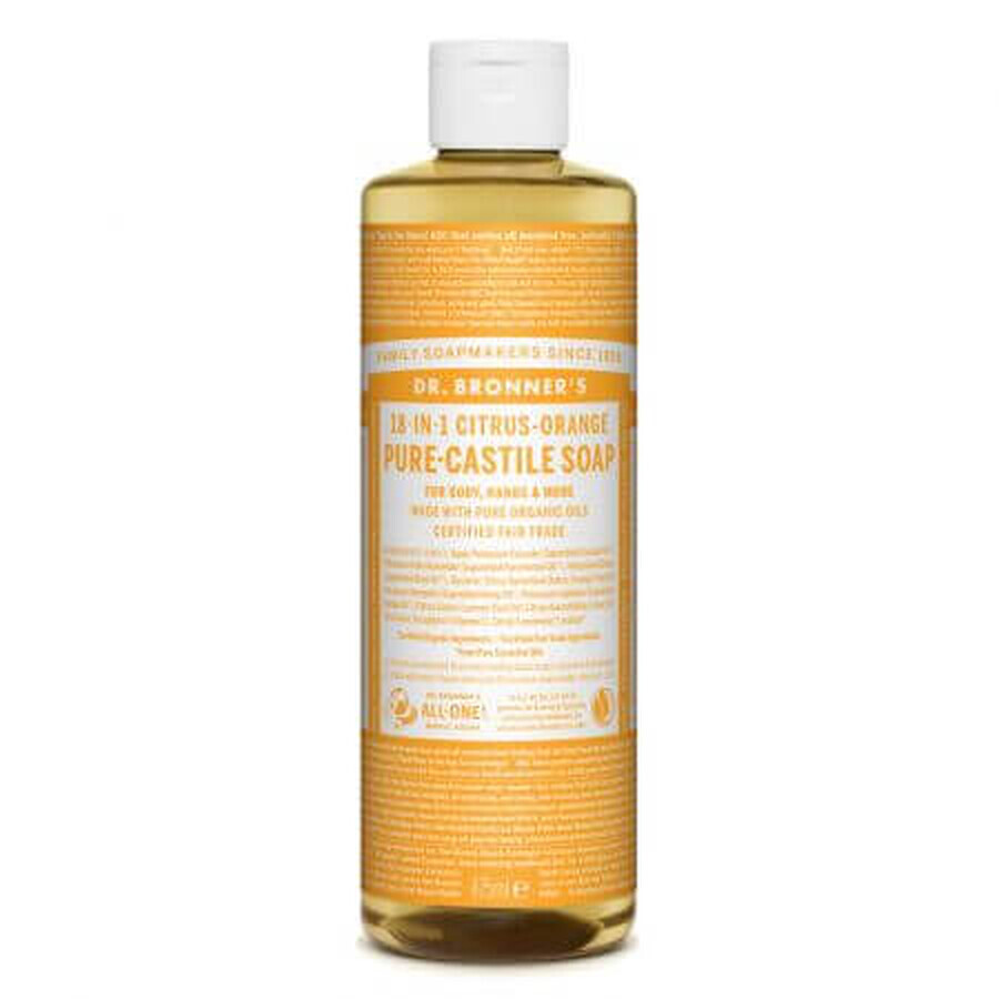 Sapone liquido magico 18 in 1 agli agrumi di Castiglia, 475 ml, Dr. Bronner's