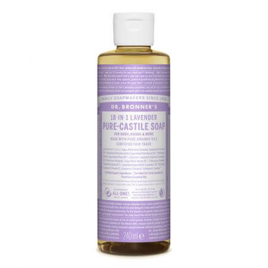 Sapun magic lichid 18 in 1 cu lavanda Castilia, 240 ml, Dr. Bronner's