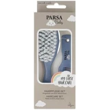 Ensemble peigne et brosse pour bébé gris, bleu, Parsa