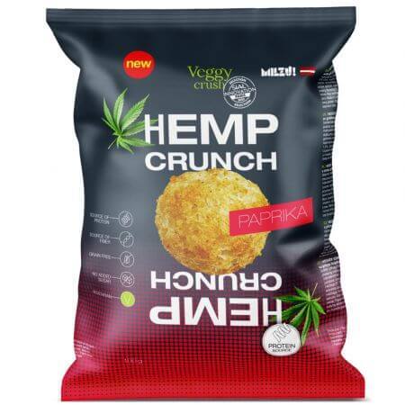Snack proteico biologico con paprika Hemp Crunch, 100 g, Veggy Crush