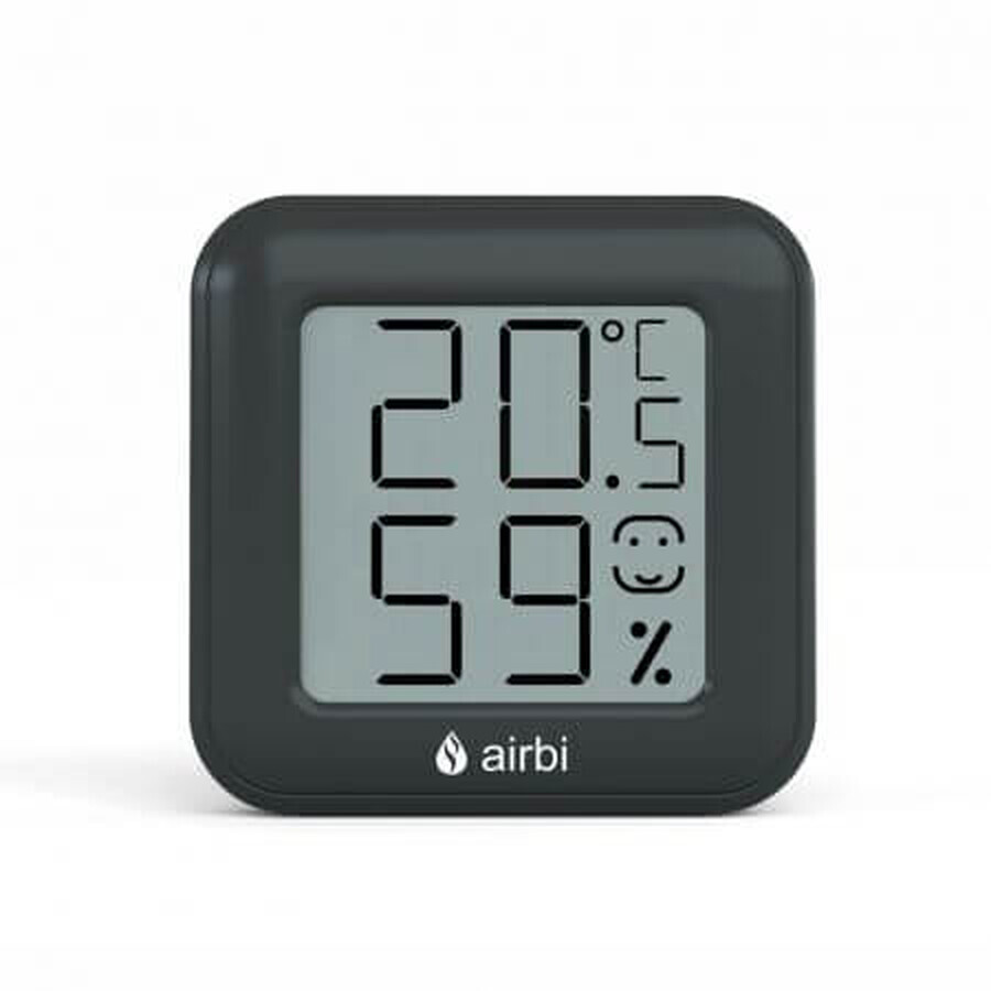Thermomètre et hygromètre d'ambiance digital, Noir, Airbi