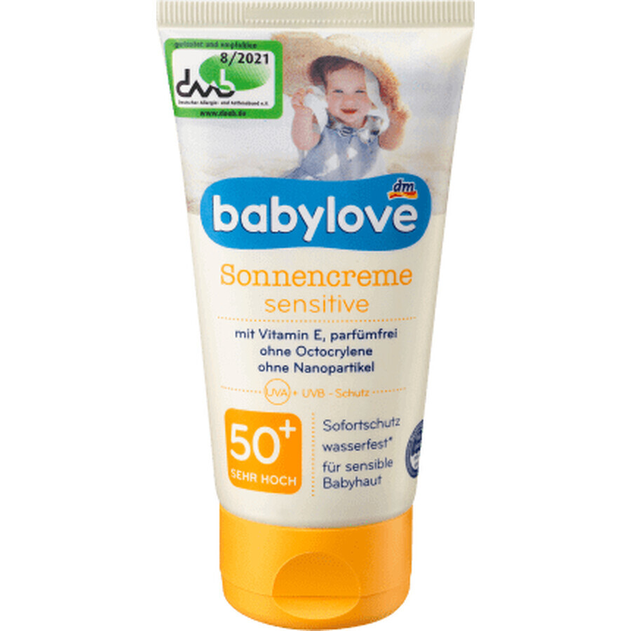 Babylove Crème solaire SPF50 pour peau sensible, 75 ml